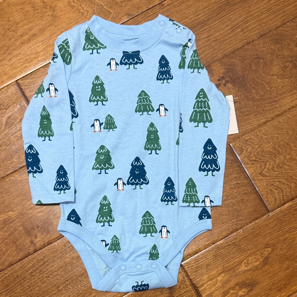 NWT Size 12M Garanimals Blue and Green Tree Print Bodysuit